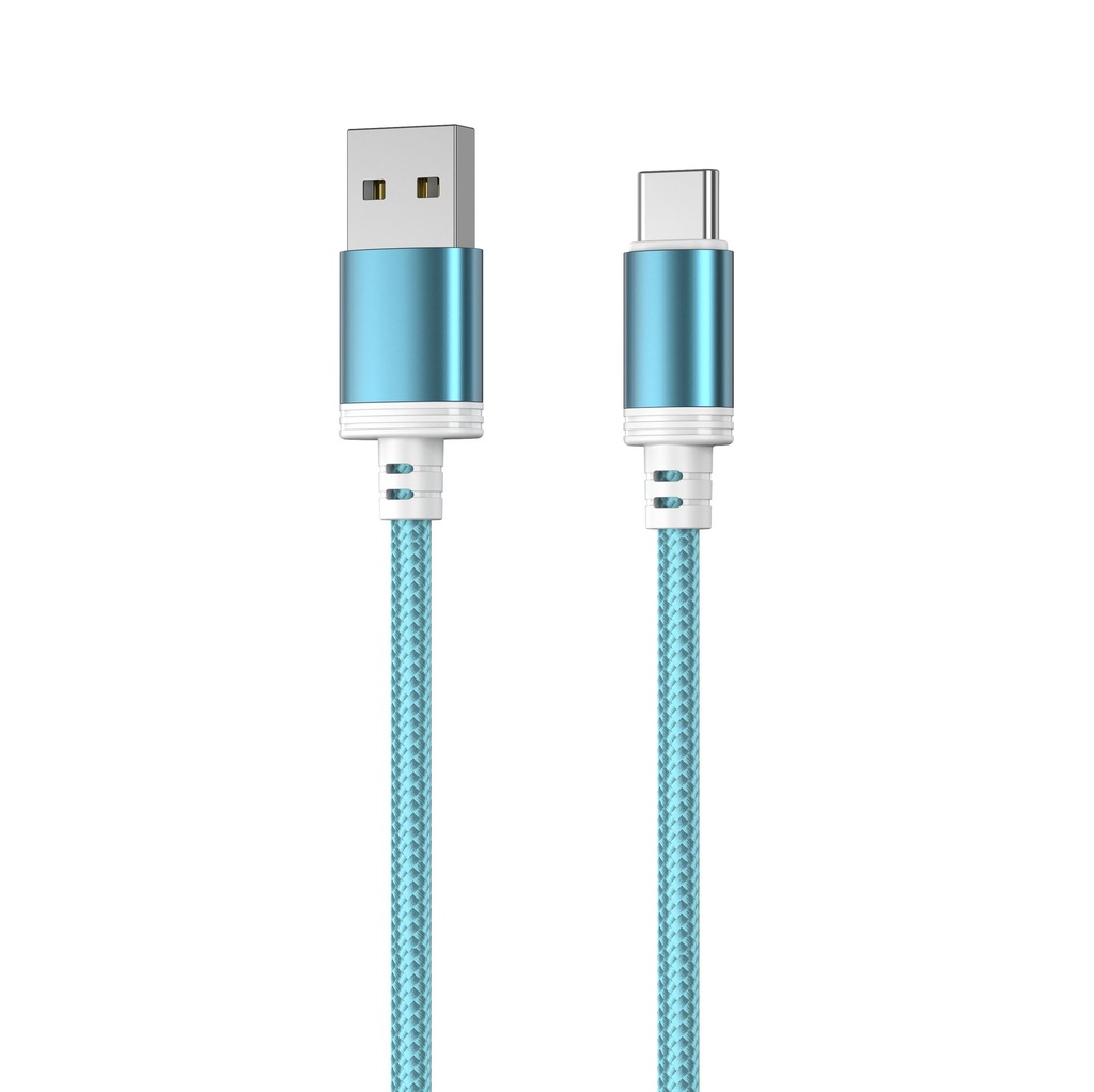 Mobia punottu kaapeli USB-A -> USB-C, 30W, 480 Mbps, 1m, sininen