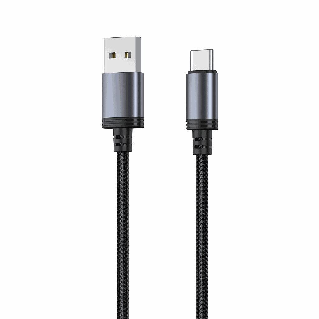 Mobia punottu kaapeli USB-A -> USB-C, 30W, 480 Mbps, 2m, musta