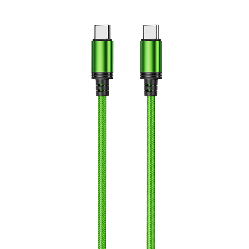 Mobia punottu kaapeli USB-C -> USB-C, 30W, 480 Mbps, 2m, limevihreä